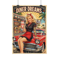 Diner Dreams – Rockabilly Pin-Up Poster with Classic Car