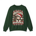 Forest green Christmas sweatshirt with grumpy cat and German Festlich Gegen meinen Willen design