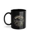 Black vintage coffee mug with retro Groove City design – Groove City Co.