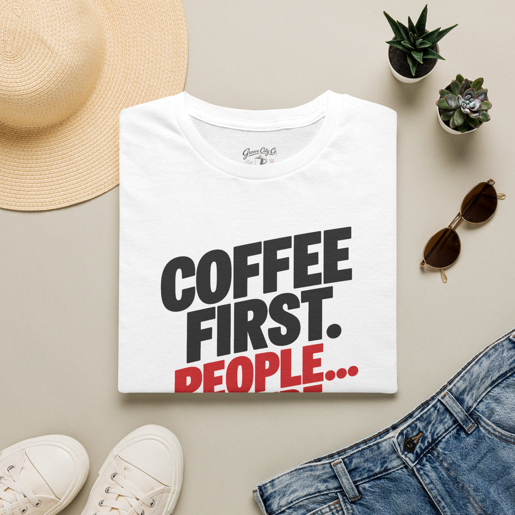 Coffee First, People Maybe – Retro Graphic Tee
