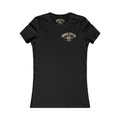 Black women’s fitted T-shirt with small Groove City Route 88 chest emblem