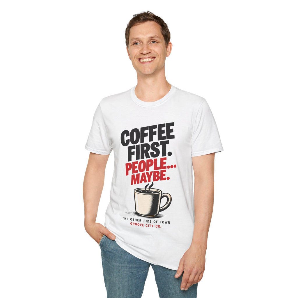 Coffee First, People Maybe – Retro Graphic Tee