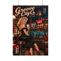 Vintage 1950s pin-up diner poster with classic car and Groove City Co. Route 88 design