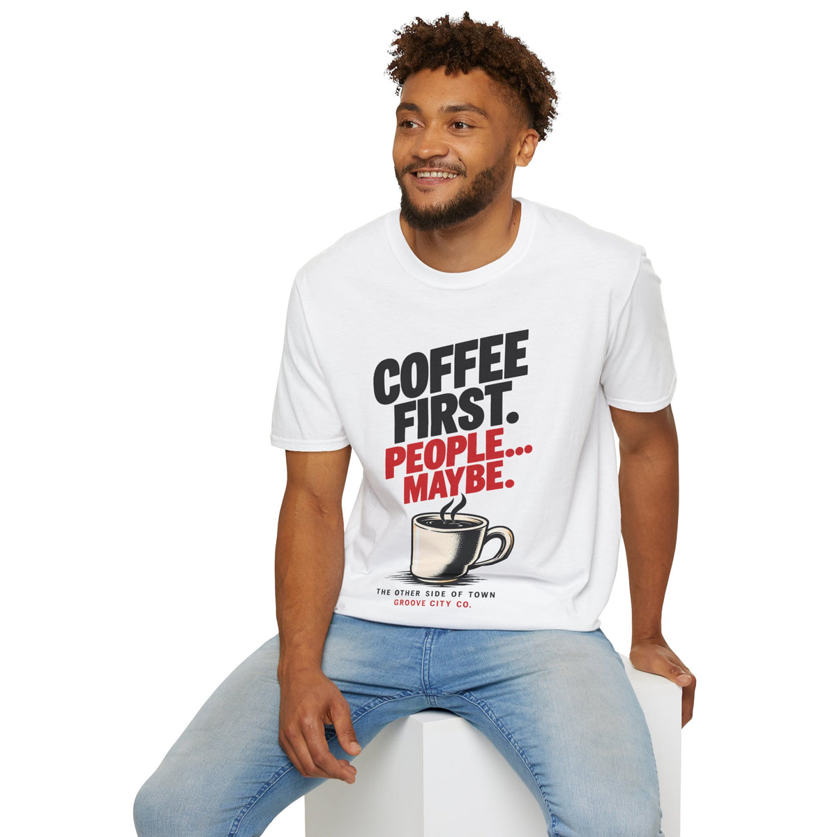 Coffee First, People Maybe – Retro Graphic Tee