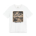 Vintage UFO graphic on white Groove City unisex T-shirt with retro 1950s sci-fi design